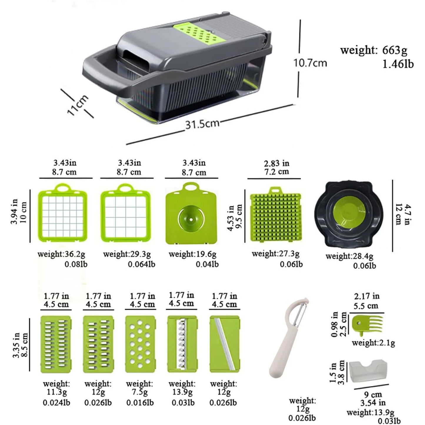 16 x 1 Kitchen professional chopper-type slicer, blade vegetable chopper, kitchen utensils