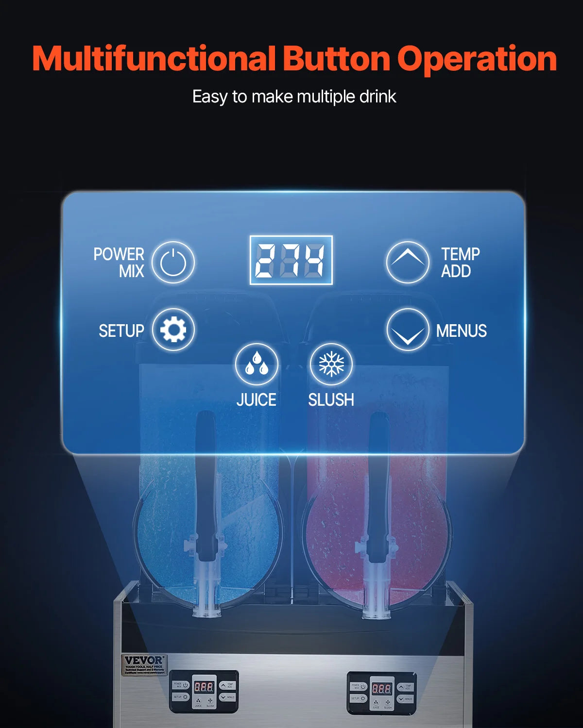 3-36L Commercial Slushy Machine 1-3 Tanks