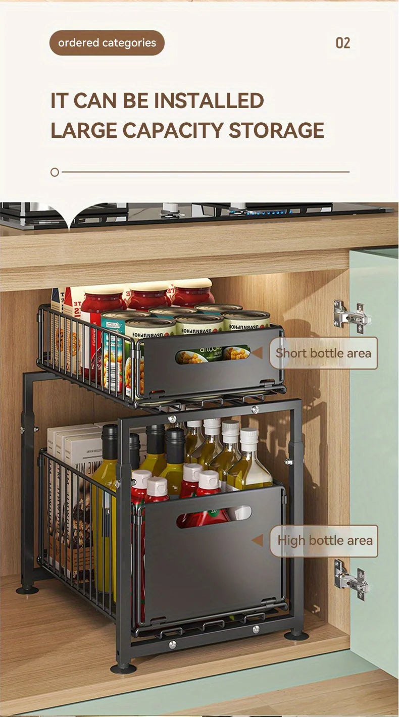 2 Tier Slide Out Cabinet Organizer