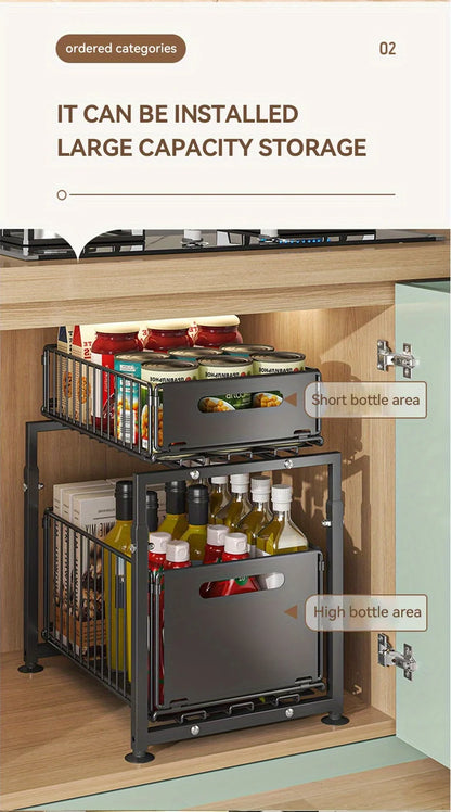 2 Tier Slide Out Cabinet Organizer