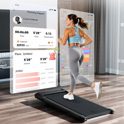Foldable 6% Slope Under Desk Treadmill,  Portable Remote Control LED Display