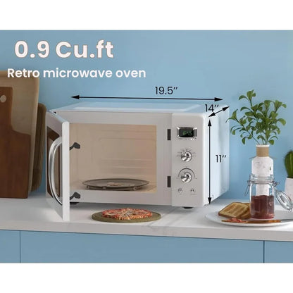 Retro Countertop Microwave Oven, Defrost & 8 Auto-cooking Programs
