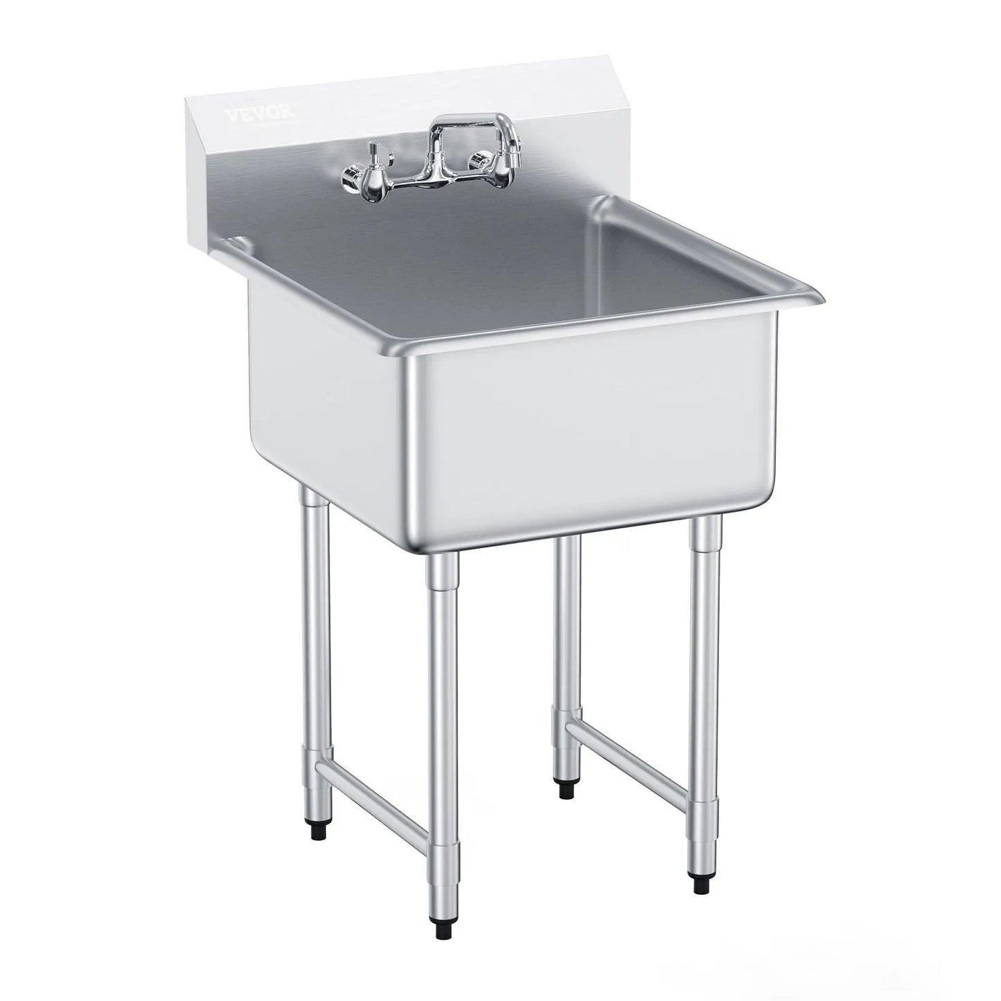 SucceBuy Stainless Steel Kitchen Prep & Utility Sink 1 Compartment