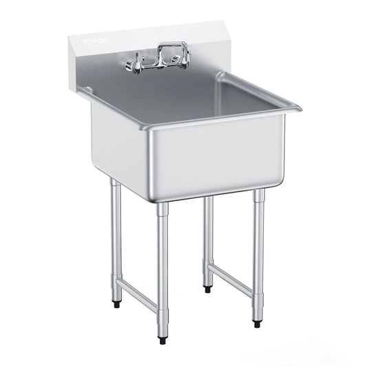 SucceBuy Stainless Steel Kitchen Prep & Utility Sink 1 Compartment