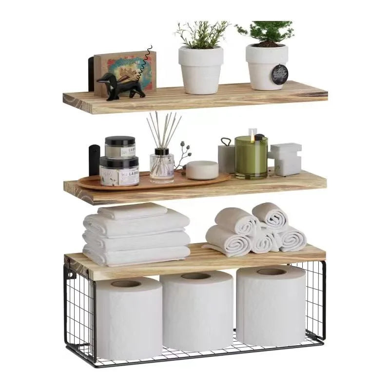 Wall Mounted Farmhouse Bathroom/Bedroom Floating Shelves