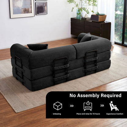 79'' Boneless Couch, Foldable Convertible Futon Sleeper