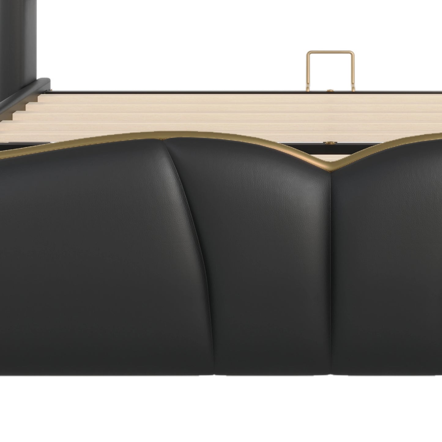 Leather Upholstered Bed Frame with Wingback Head board,
