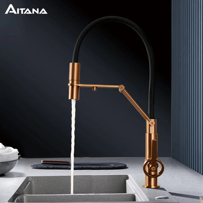Gun gray brass island style kitchen faucet with filtered Water, Pull out Sprayer, 2-function sink Mixer
