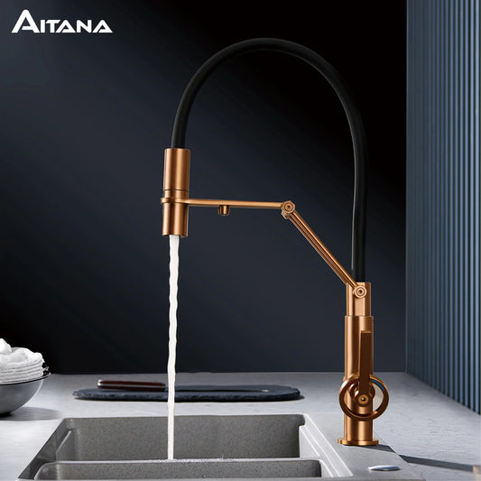 Gun gray brass island style kitchen faucet with filtered Water, Pull out Sprayer, 2-function sink Mixer
