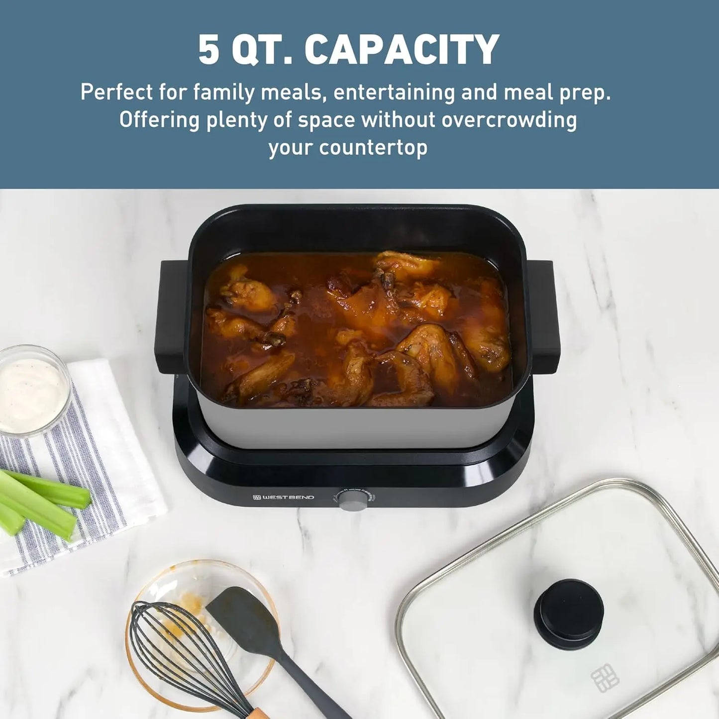 5-Quart Large Capacity Non-Stick Slow Cooker