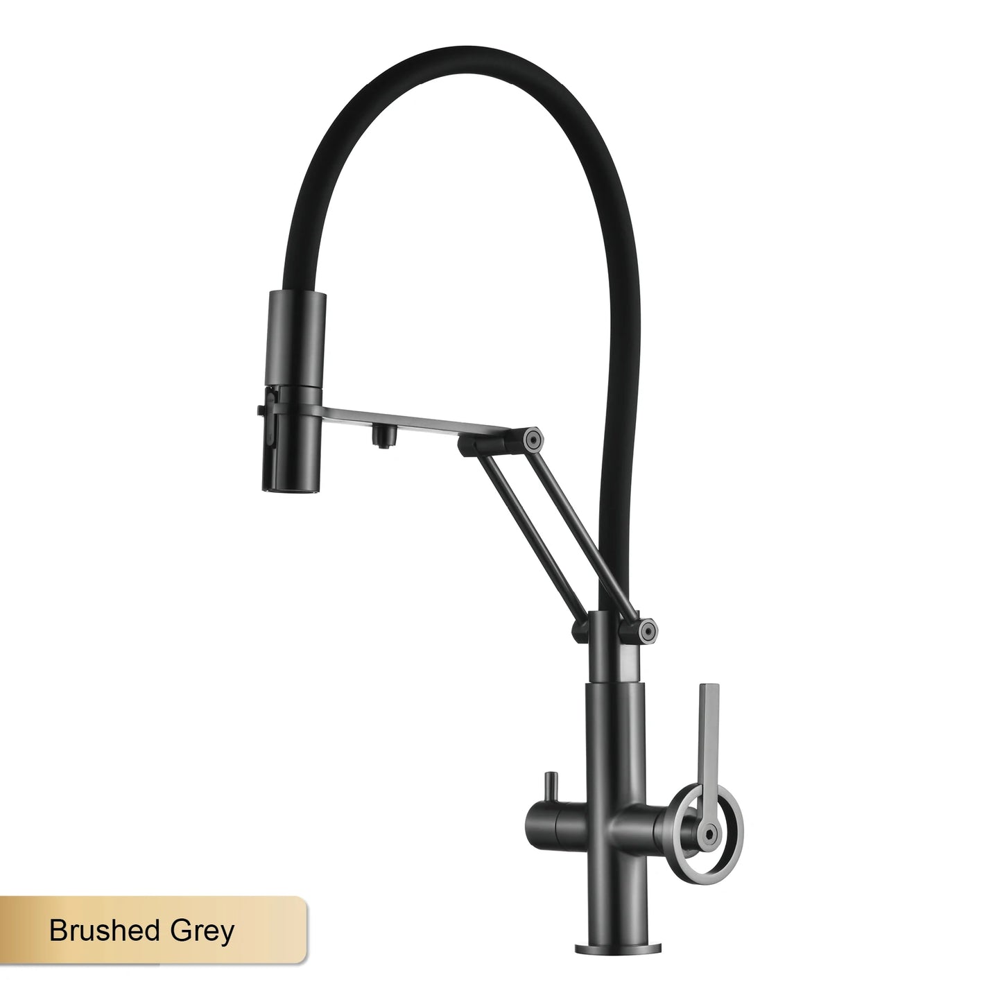 Gun gray brass island style kitchen faucet with filtered Water, Pull out Sprayer, 2-function sink Mixer