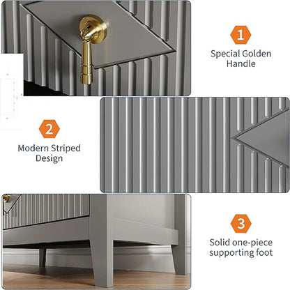 42.9" Tall, Fluted 5 Drawers Dresser, Modern Chest of Drawers with Metal Handle