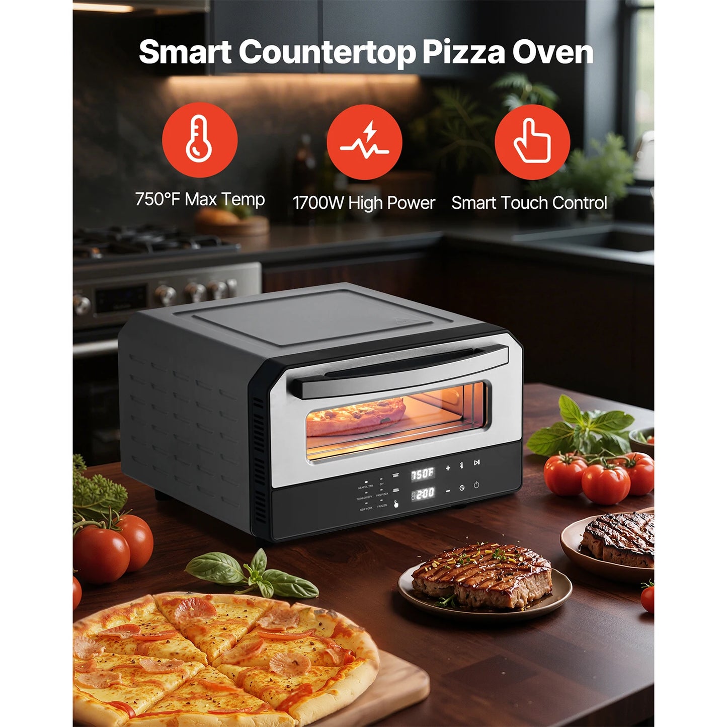 750°F Dual-Tube Fast Bake | 12" Professional Pizza Oven |