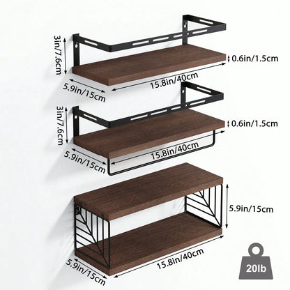Wall Mounted Bathroom Shelves Over Toilet, Rustic Wood Floating Shelves With Metal Frame Towel Bar
