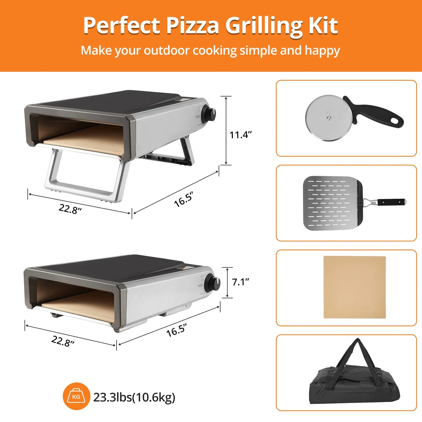 Pizza Oven, 12" Pizza Oven Outdoor With Gas Powered Propane