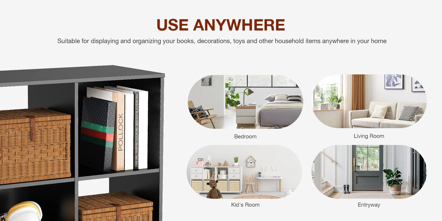 9 Cube Storage Organizer, Open Wooden Bookshelf
