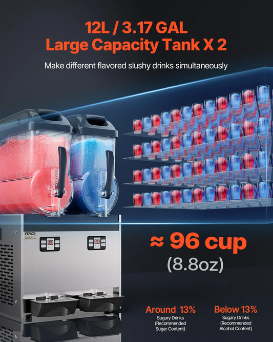 3-36L Commercial Slushy Machine 1-3 Tanks