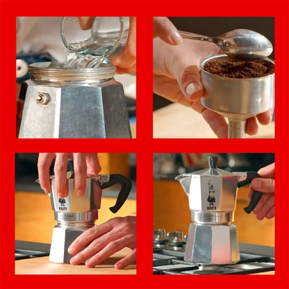 Italian-Style Stovetop Espresso Maker in Natural Silver
