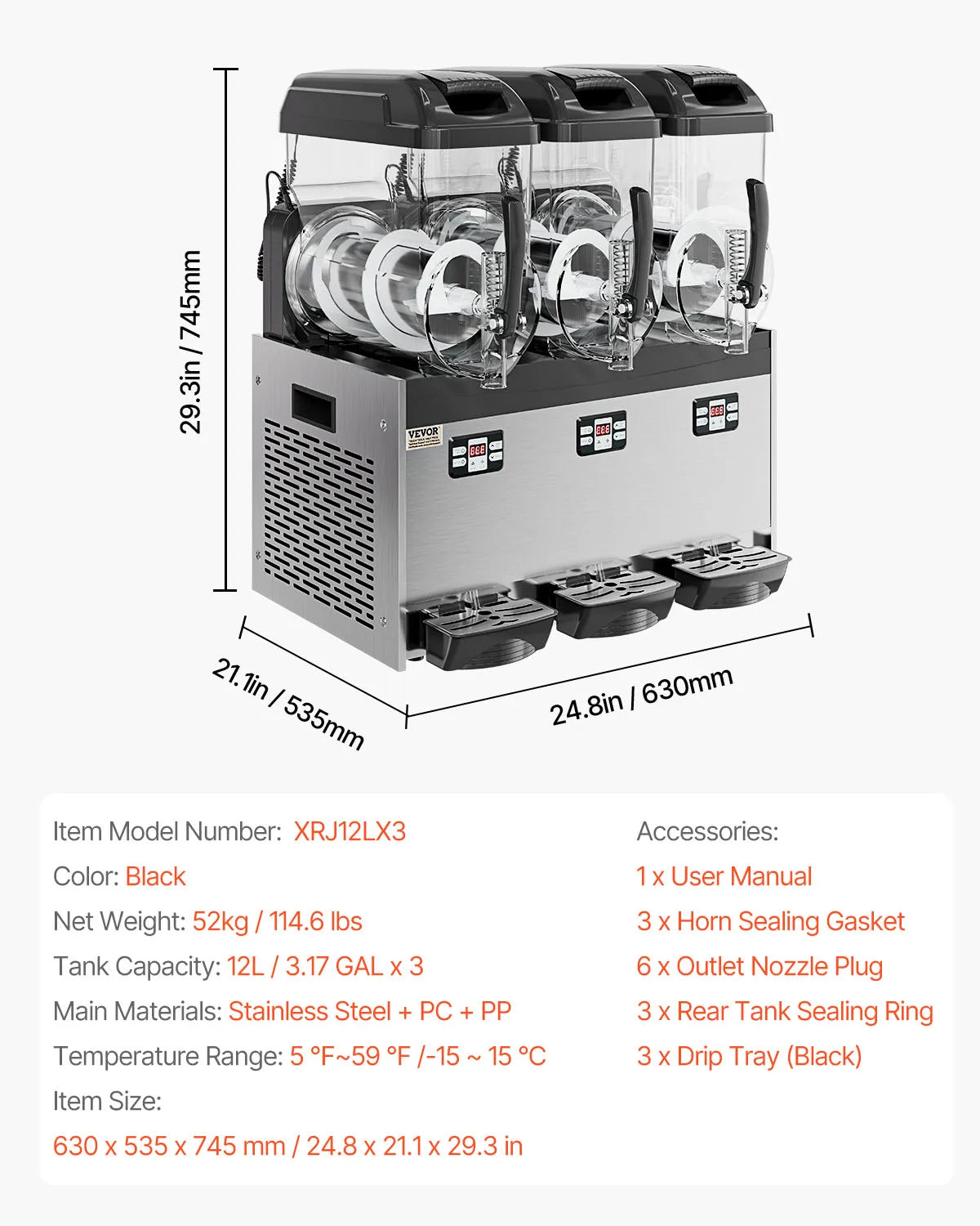 3-36L Commercial Slushy Machine 1-3 Tanks