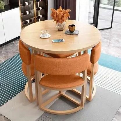 Round Mobile Dining or Kitchen, 4 Chairs