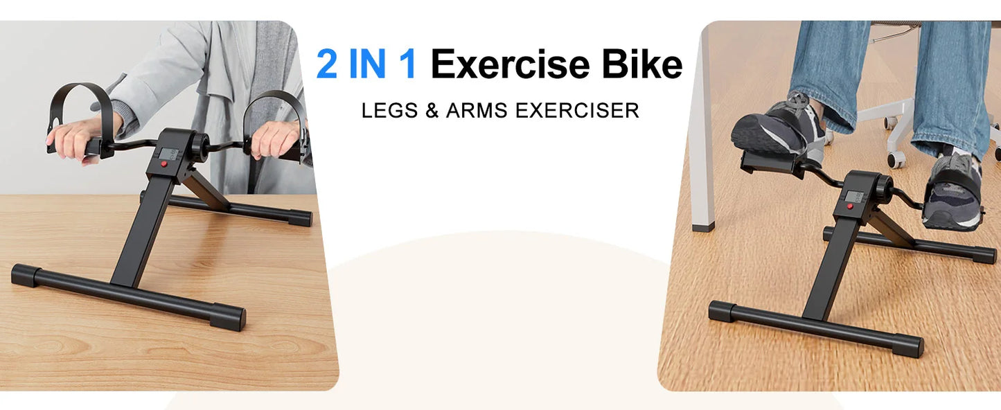 Under Desk Mini Exercise Bike Pedal With Electronic Display Folding Pedal Exerciser