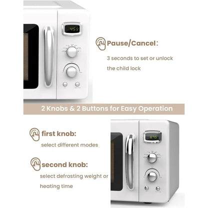 Retro Countertop Microwave Oven, Defrost & 8 Auto-cooking Programs