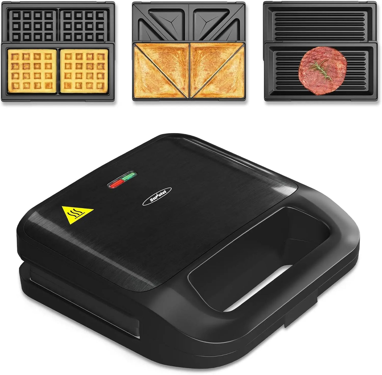 3 in 1 Sandwich Maker Press with Non-Stick Plates