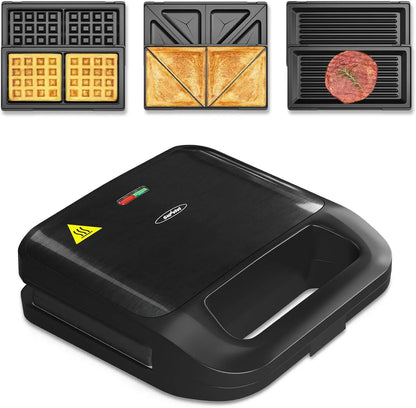 3 in 1 Sandwich Maker Press with Non-Stick Plates