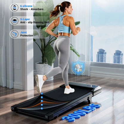 Foldable 6% Slope Under Desk Treadmill,  Portable Remote Control LED Display