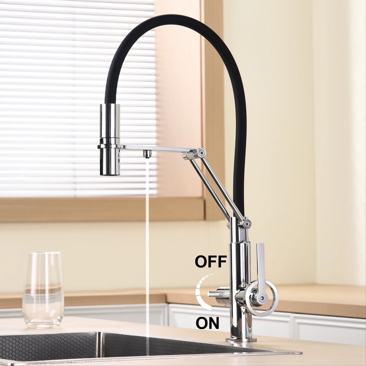 Gun gray brass island style kitchen faucet with filtered Water, Pull out Sprayer, 2-function sink Mixer