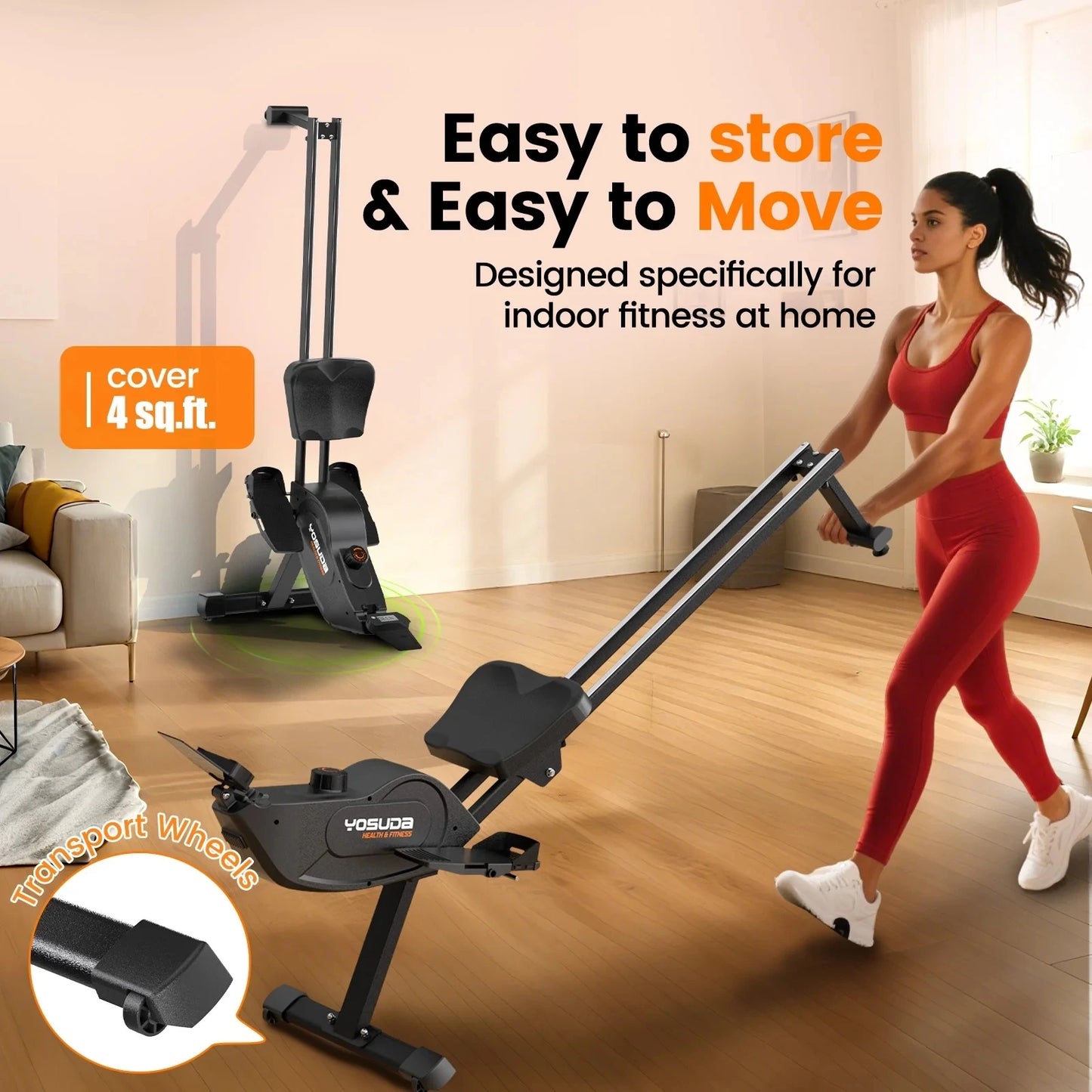 YOSUDA Magnetic Rowing Machine, 350 LB Weight Capacity with 115lbs Adjustable Resistance