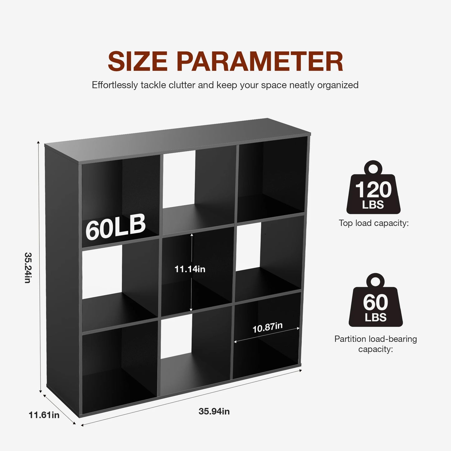 9 Cube Storage Organizer, Open Wooden Bookshelf