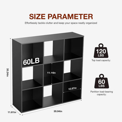9 Cube Storage Organizer, Open Wooden Bookshelf