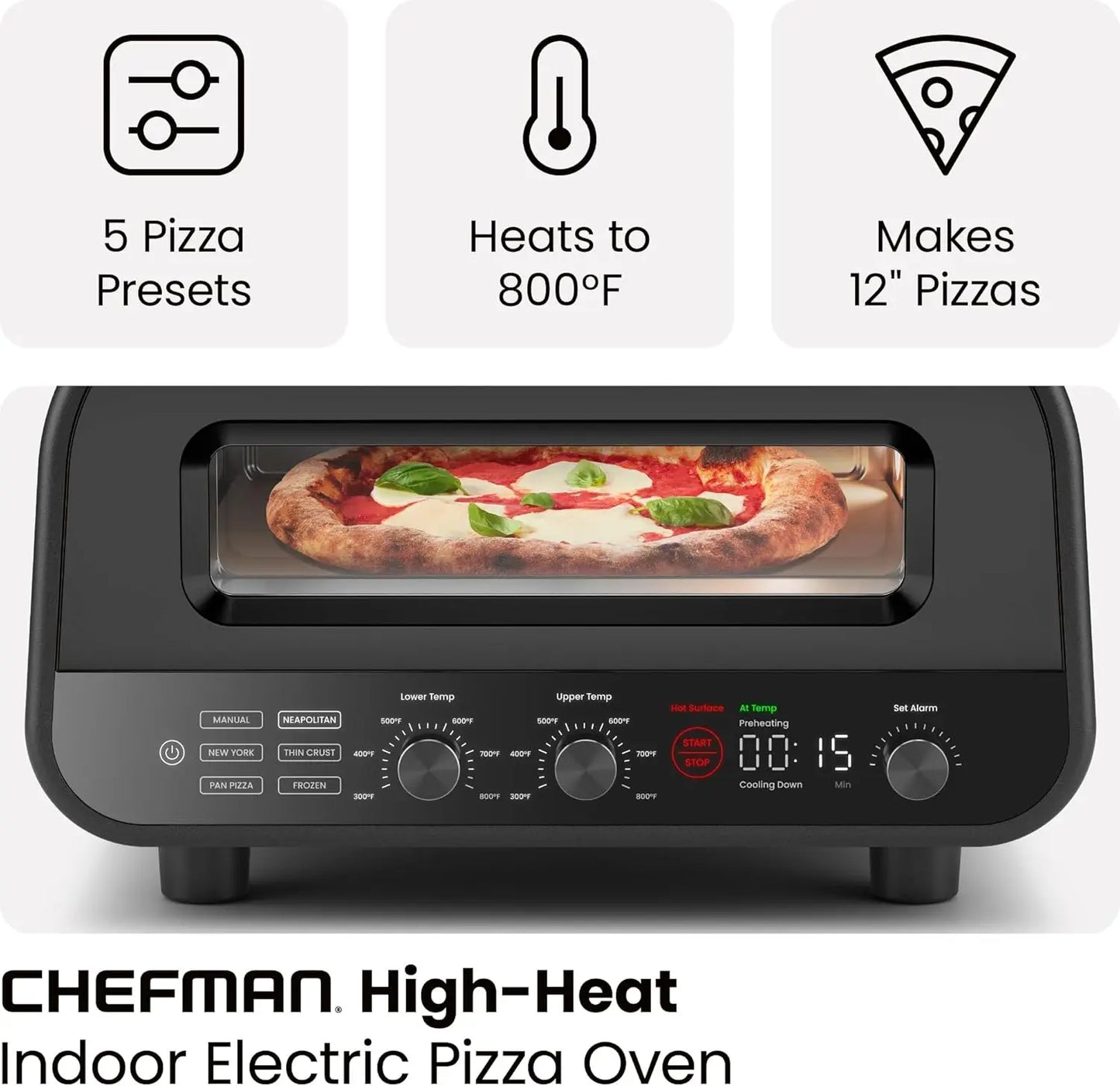 Indoor Pizza Oven - Makes 12 Inch Pizzas in Minutes