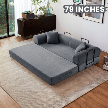 79'' Boneless Couch, Foldable Convertible Futon Sleeper