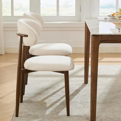 Metal Dining Chairs With Modern Fabric Upholstered, Set Of 2