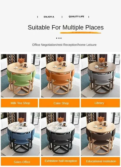 Round Mobile Dining or Kitchen, 4 Chairs