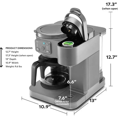 Single Serve K-Cup Pod Brewer with 12-Cup Drip Coffee Pot