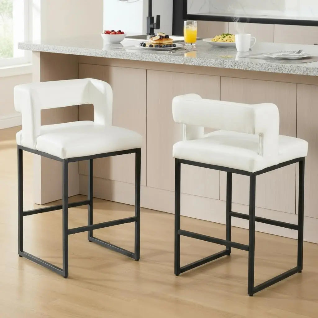 26", Chrome Finish Metal, Modern Bar Counter Height Stool, Set of 2