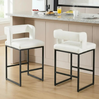 26", Chrome Finish Metal, Modern Bar Counter Height Stool, Set of 2