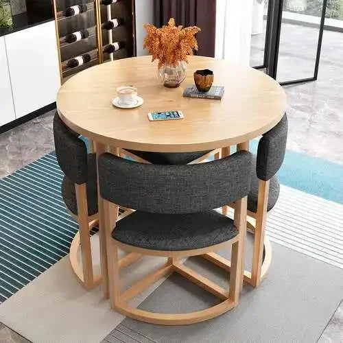 Round Mobile Dining or Kitchen, 4 Chairs