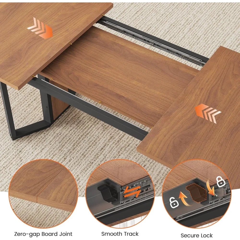 4-6 Person Extendable Dining Table Set with 4 Cushioned Chairs