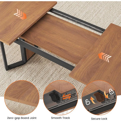 4-6 Person Extendable Dining Table Set with 4 Cushioned Chairs