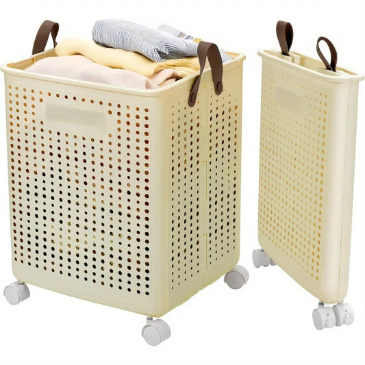 66.5L Foldable Laundry Basket with Wheels
